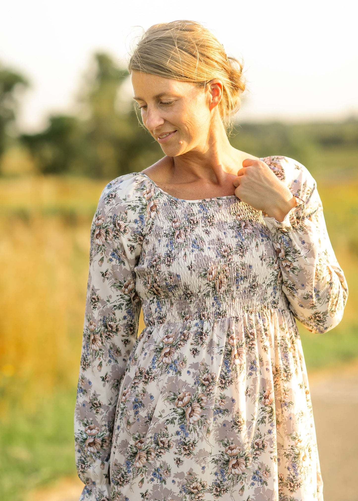 Gia Smocked Long Sleeve Maxi Dress Fall 2025