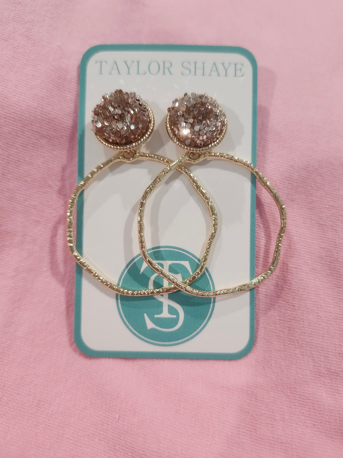 Glitter Top Hoops - Rose Mix/Round