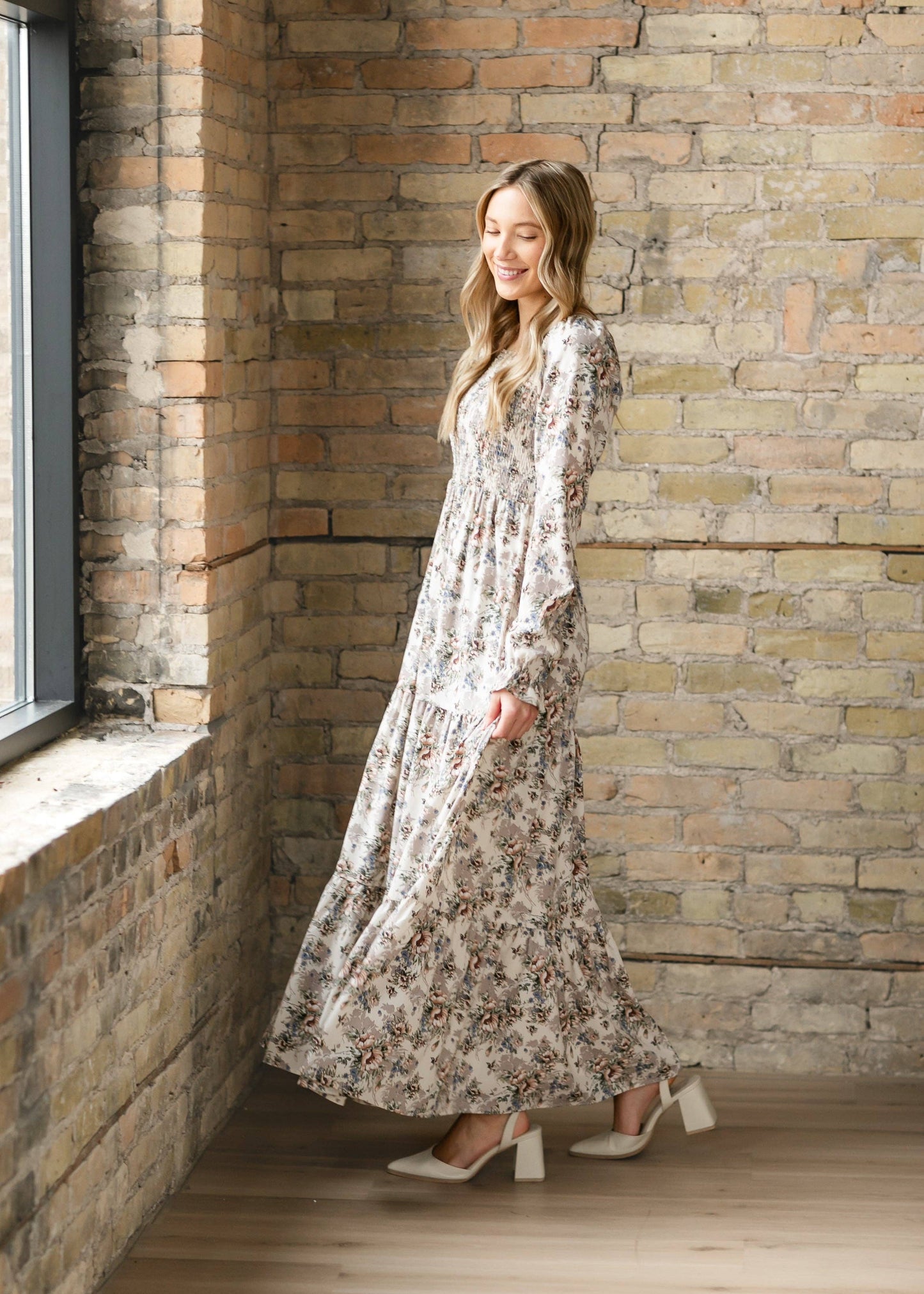 Gia Smocked Long Sleeve Maxi Dress Fall 2025