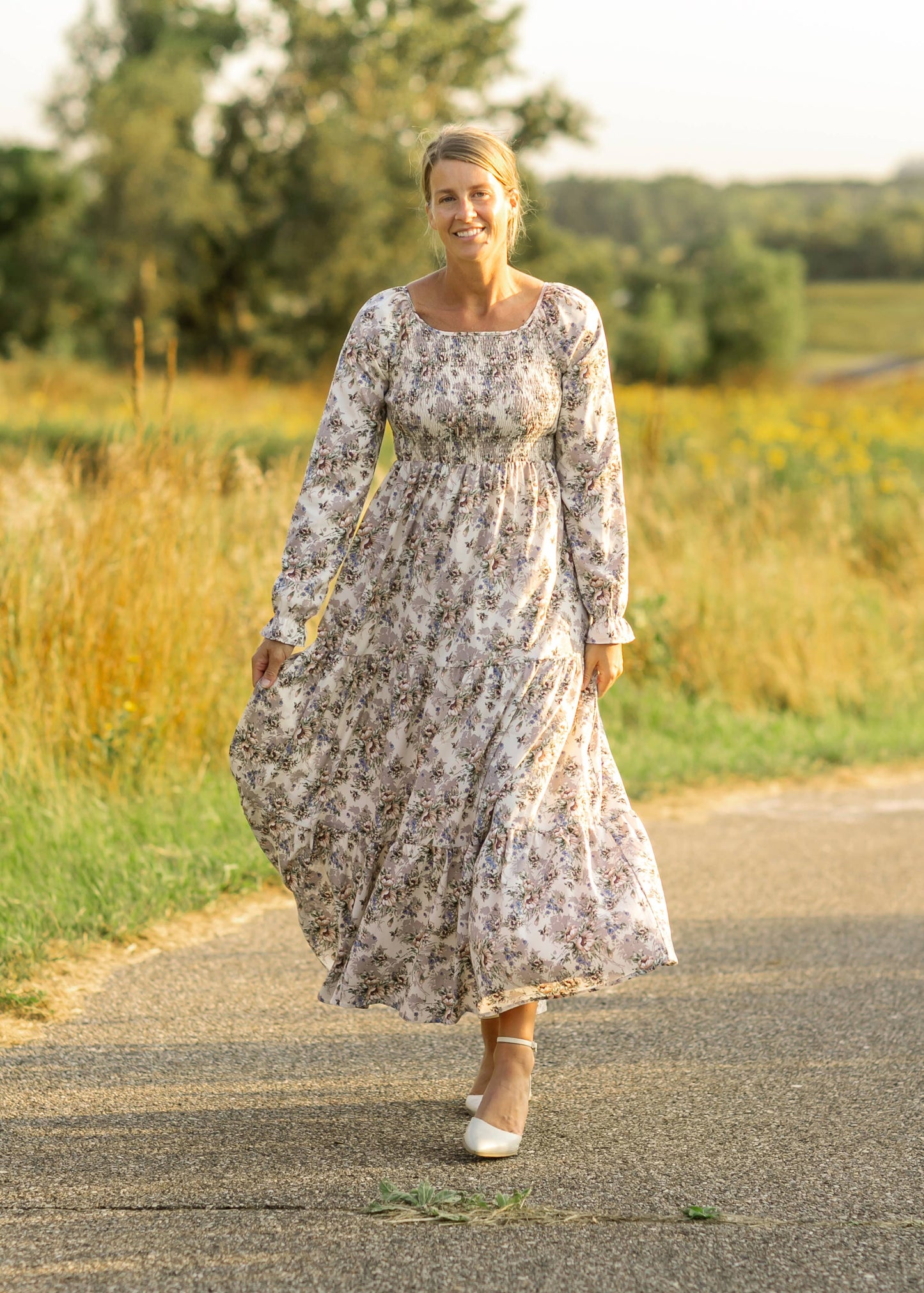 Gia Smocked Long Sleeve Maxi Dress Fall 2025