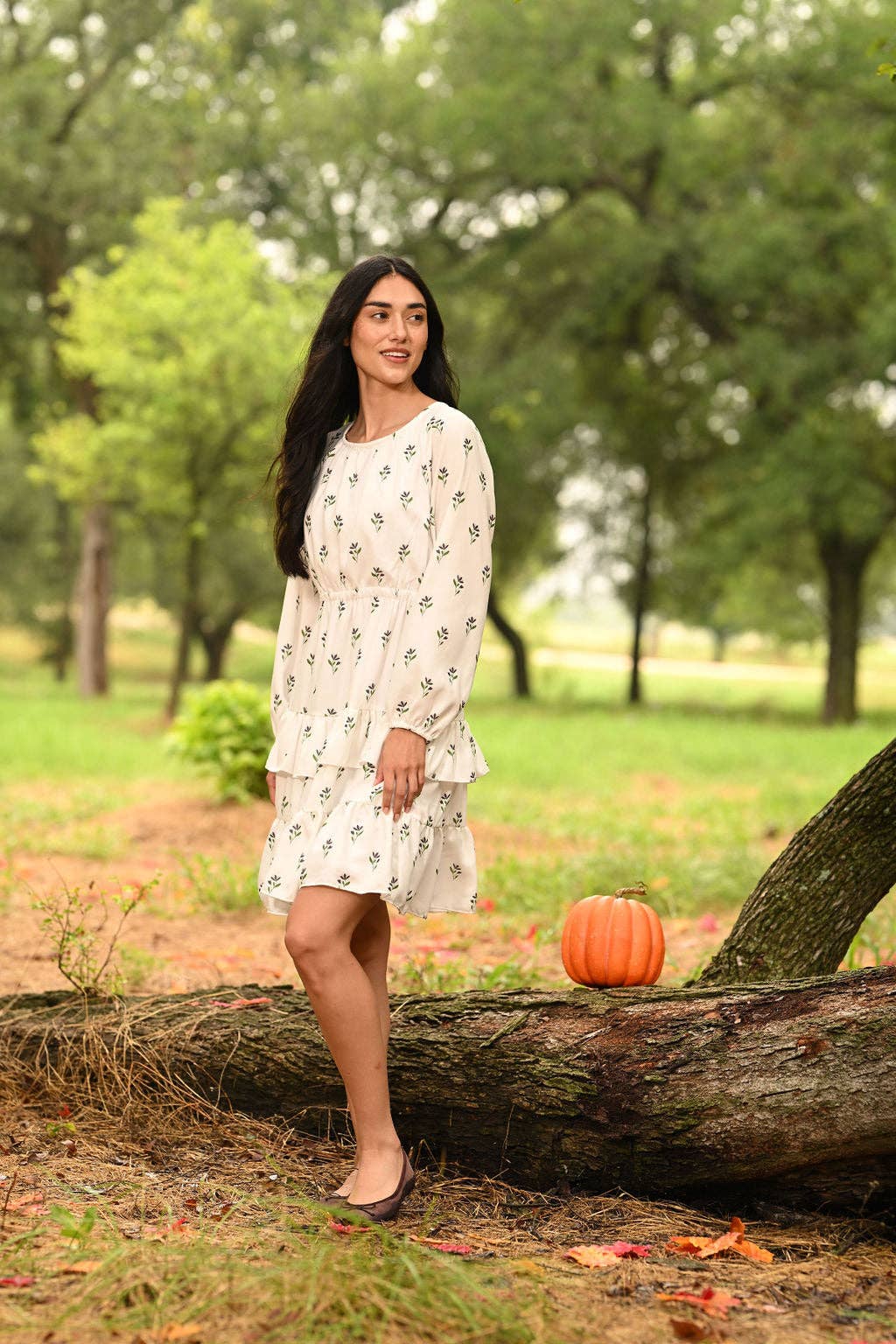 Fall Dress Charlotte Ruffle Tier - Earthy Floral