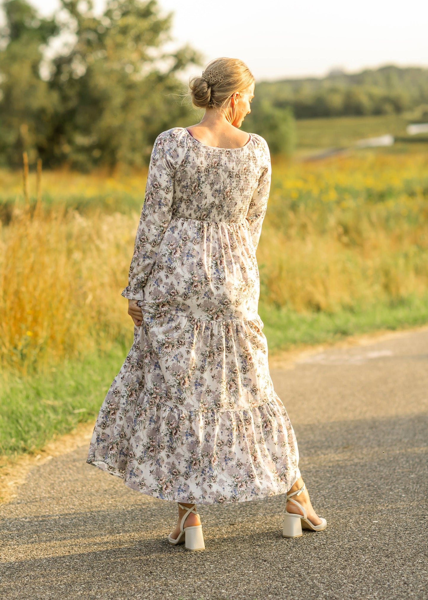 Gia Smocked Long Sleeve Maxi Dress Fall 2025