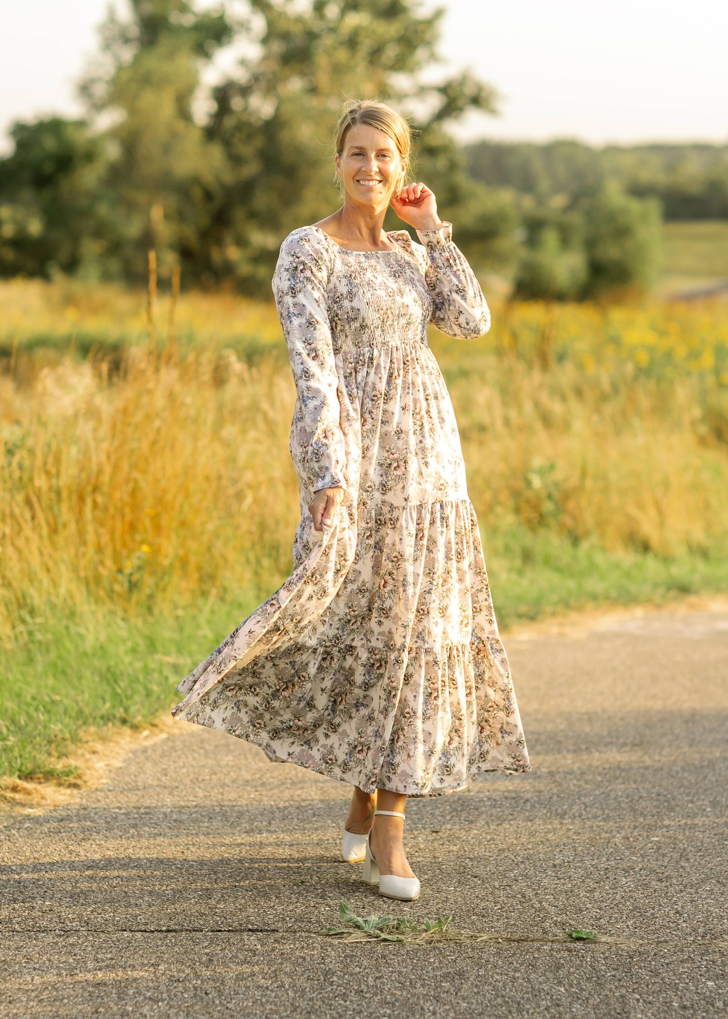 Gia Smocked Long Sleeve Maxi Dress Fall 2025