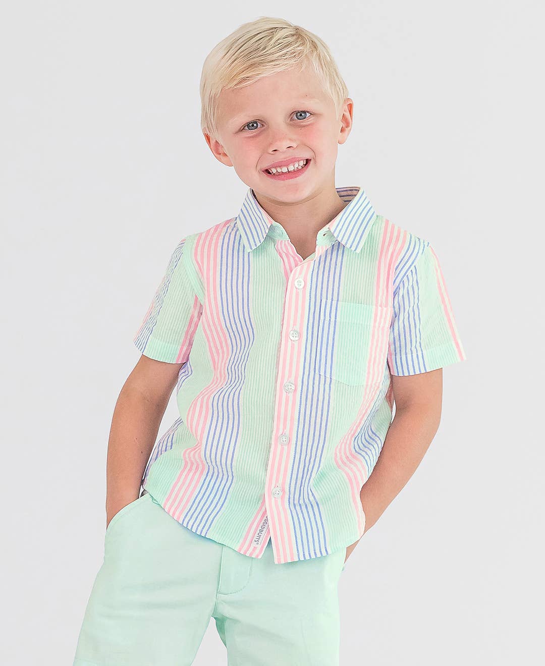 Boys Seersucker Button Down Shirt