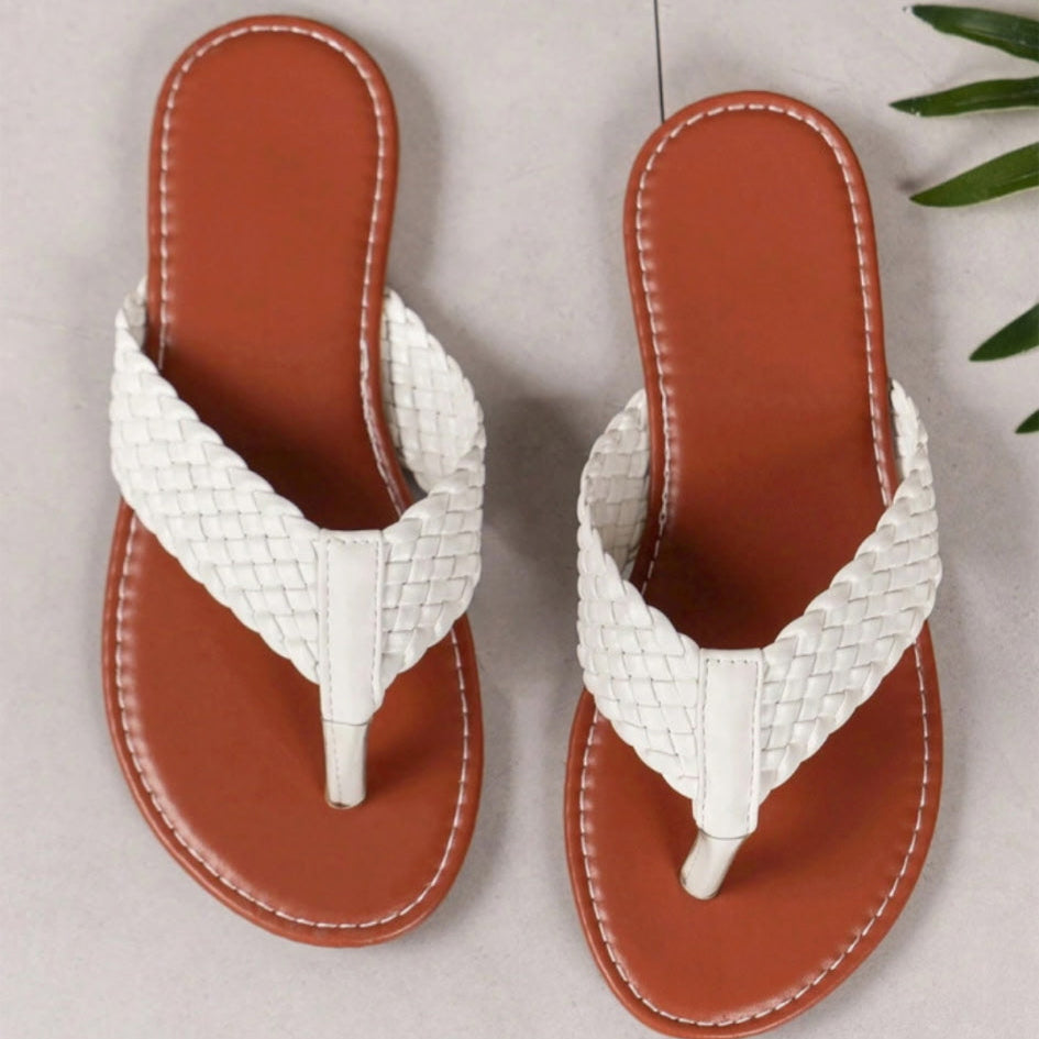 White Braided Flip Flop