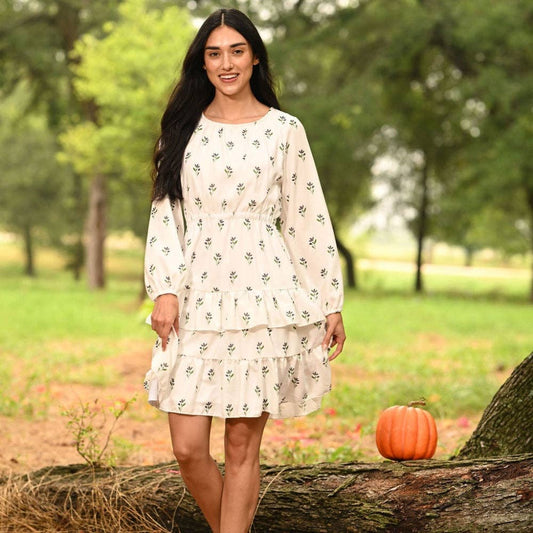 Fall Dress Charlotte Ruffle Tier - Earthy Floral