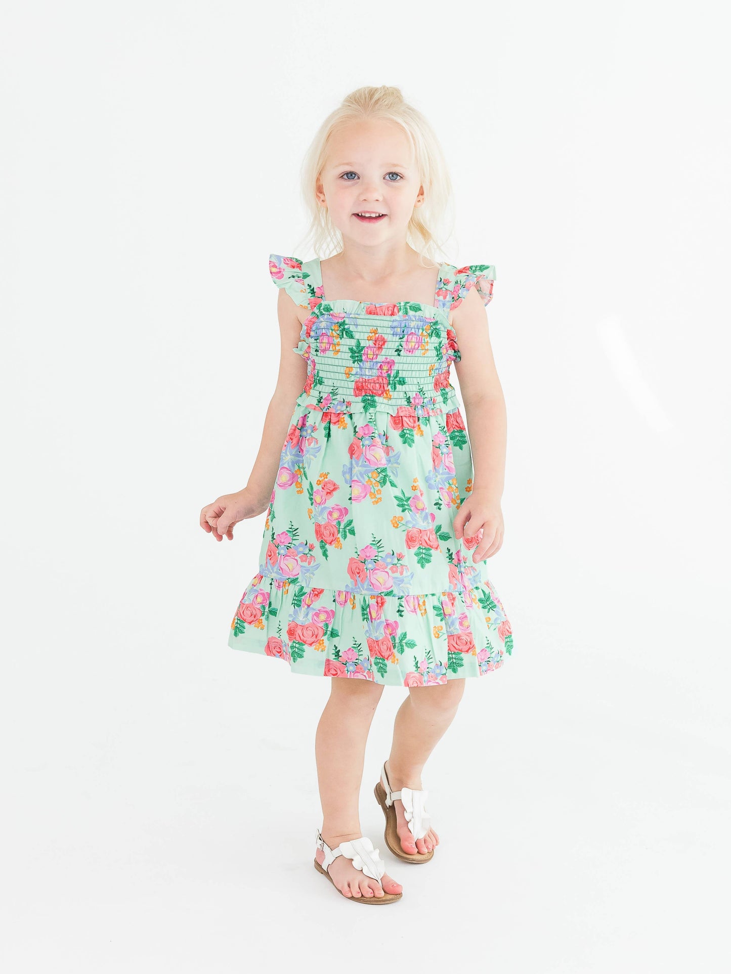 Girls Charming Meadow Smocked Dress