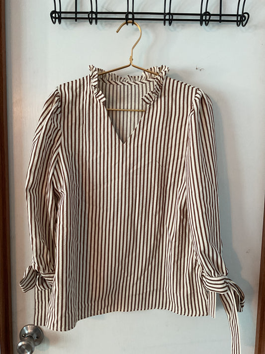 Brown and Cream Blouse