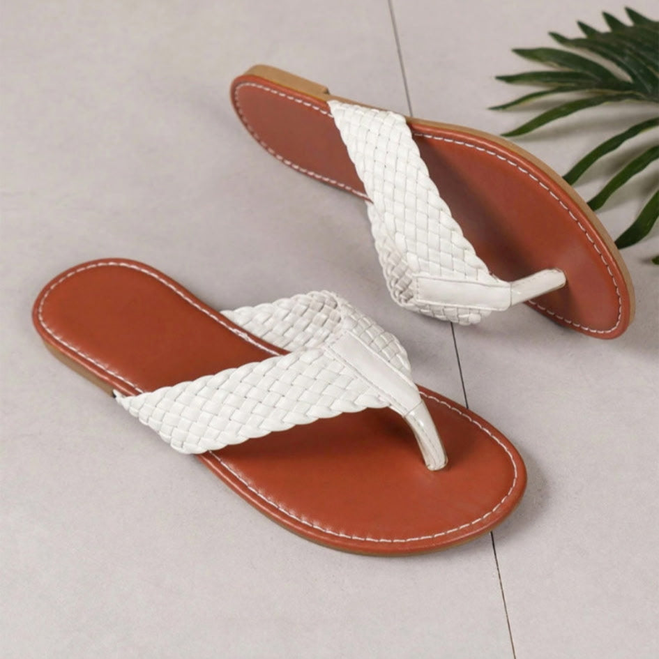 White Braided Flip Flop