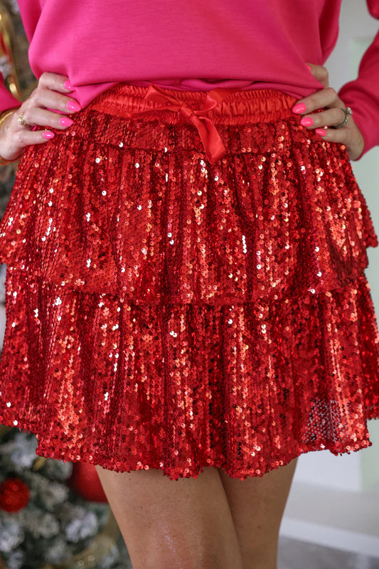 Feel The Fire Sequin Skort - Red